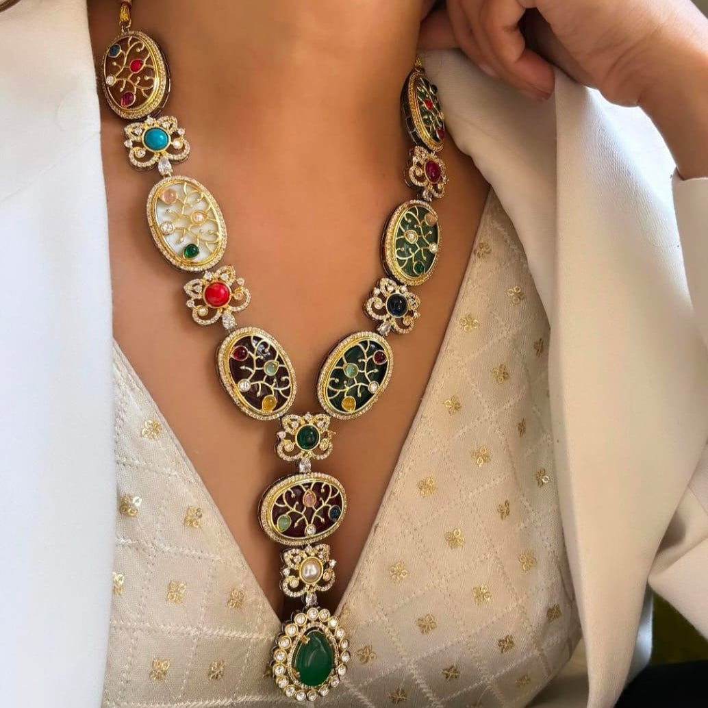 Sabyasachi Inspired Designer kundan Set, Green Kundan Choker, Kundan Bridal Choker Set,