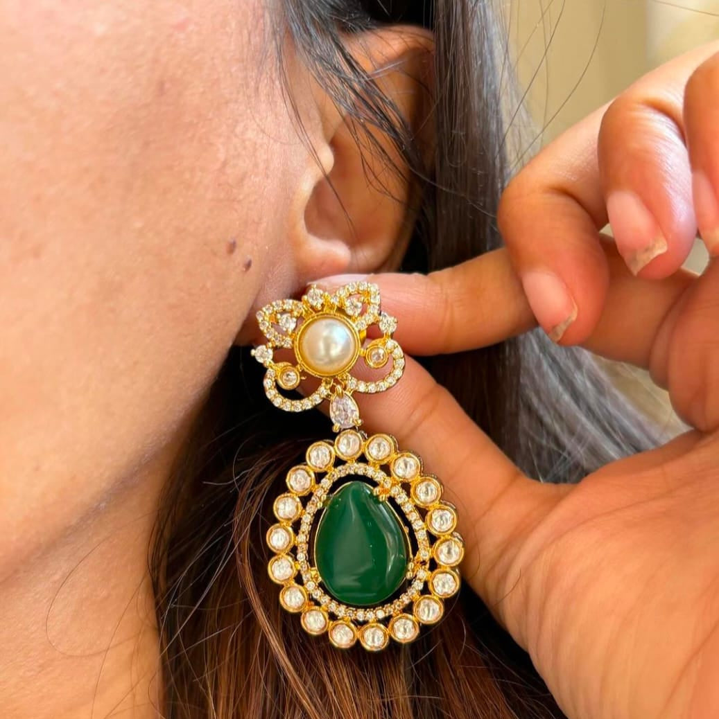 Sabyasachi Inspired Designer kundan Set, Green Kundan Choker, Kundan Bridal Choker Set,