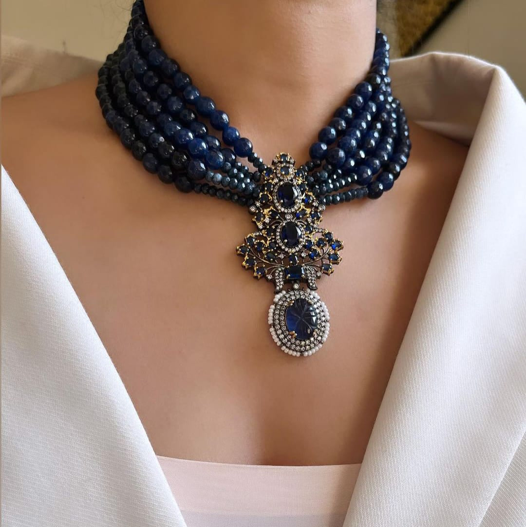 Emerald Sabya inspired  Necklace Indian Jewelry Indian Choker Indian Wedding necklace
