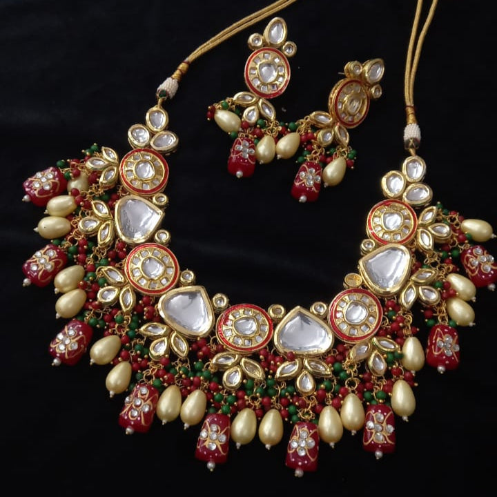 Kundan Designer Kundan Set, Green Kundan Choker