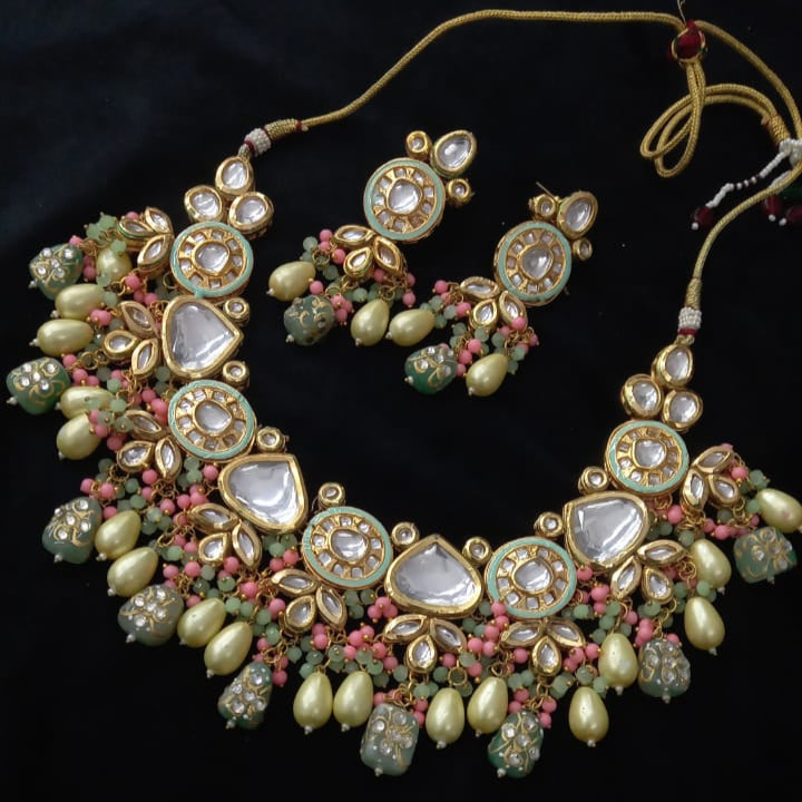 Kundan Designer Kundan Set, Green Kundan Choker
