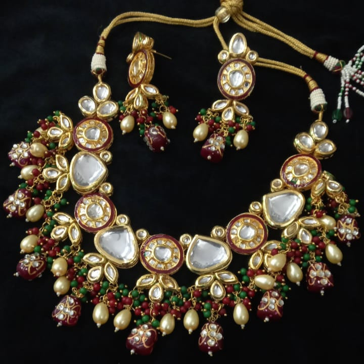 Kundan Designer Kundan Set, Green Kundan Choker
