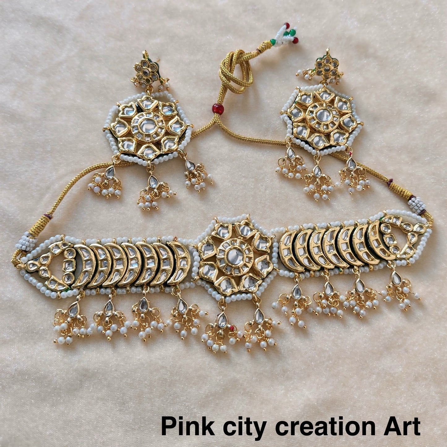 Kundan Meena Chokar Set With Two Beautiful Earrings