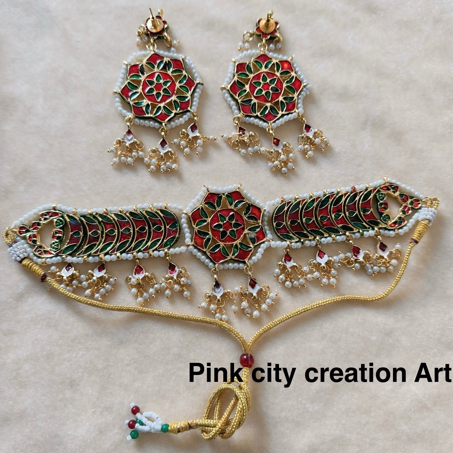 Kundan Meena Chokar Set With Two Beautiful Earrings